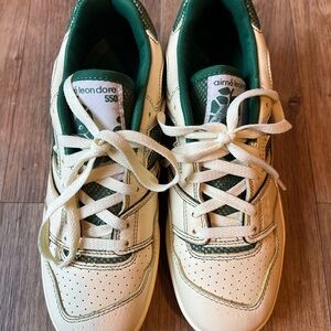 Aime Leon Dore 550 Sneakers in Cream and Forest Green